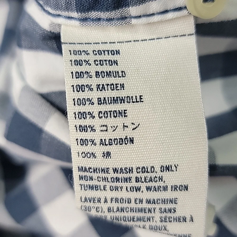 ABERCROMBIE Blue White‎ Gingham Muscle Fit Y2K Casual Preppy Button Down Shirt L